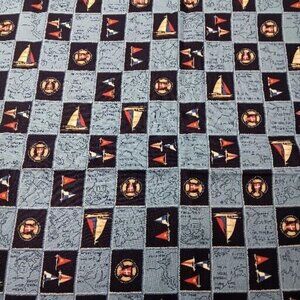 Nautical Sailboat Chart Cruise Sail Fabric Blue Sea Ocean 2 Yards x46" Craft Sew